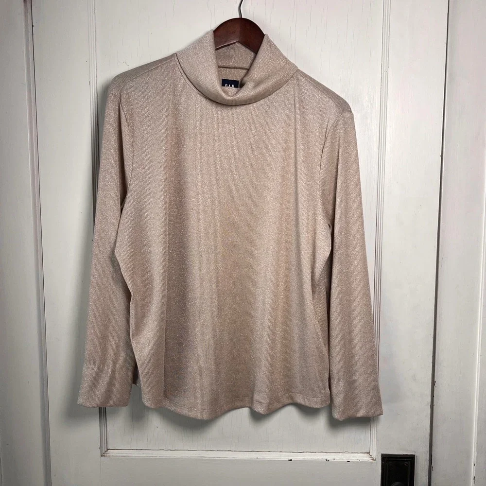 GAP Women's Metallic Turtleneck Sweater Long Sleeve Knit‎ Top XXL
